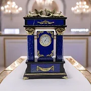 Каминные часы «Ангелы» из лазурита и долерита — красивый подарок — фотография 1