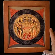 На память: Деревянная икона "Троица Ветхозаветная" — фотография 1