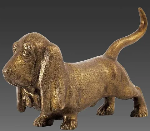 Бронзовая фигурка «Бассет», 180×60×80 мм — оригинальный подарок