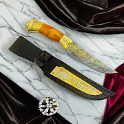 Украшенный дамасский нож №1 — оригинальный подарок — фотография 1