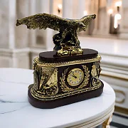 Часы с бронзовым орлом и яшмой, 325×160×310 мм — необычный подарок — фотография 1