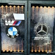 Нарды под стеклом «BMW против Mercedes» — оригинальный подарок — фотография 2