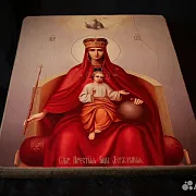 Икона Богоматери "Державная" дерево, ручная работа — необычный подарок — фотография 3