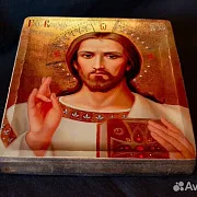 Подарочная икона "Христос Вседержитель" авторская техника — фотография 3