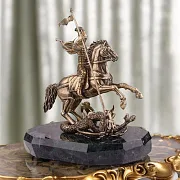 Статуэтка «Георгий Победоносец большой в шлеме» из бронзы — красивый подарок — фотография 1