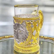 Подстаканник для чая «Волк» из бронзы — необычный подарок — фотография 1