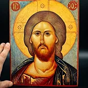 Икона "Христос Вседержитель" дерево, ручная работа — оригинальный подарок — фотография 1