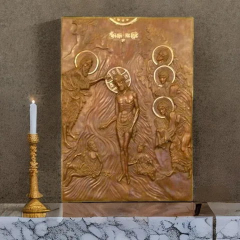 Ручная работа: Бронзовая икона Крещение Господне