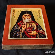 На память: Икона деревянная "Святитель Нектарий Эгинский" — фотография 3
